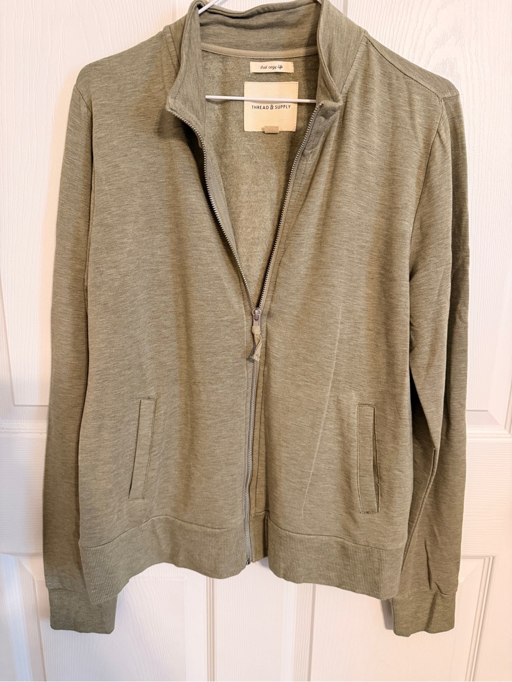 Thread & Supply woman’s Olive Zip-Up Sweater